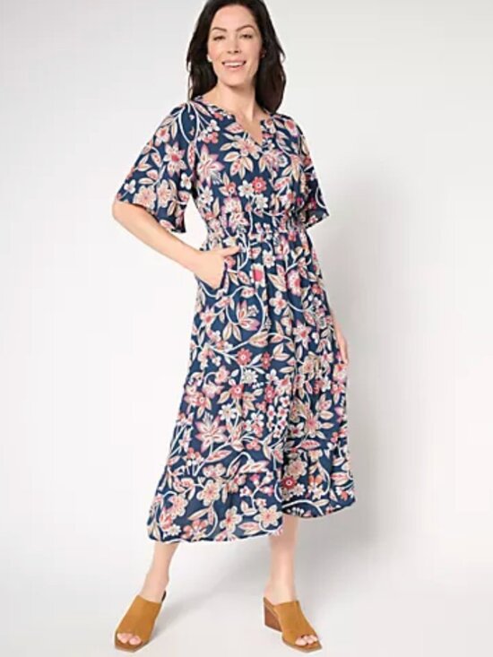 Belle by Kim Gravel Dresses & Skirts - Belle by Kim Gravel XL Floral Dreams Tiered Flutter Sleeve Dress